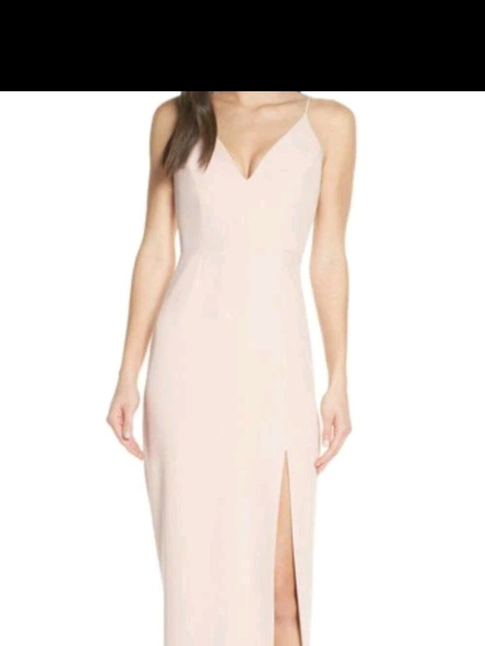 Wayf Nordstrom The Maisle Scuba Crepe Column Gown V Neck Blush Pink